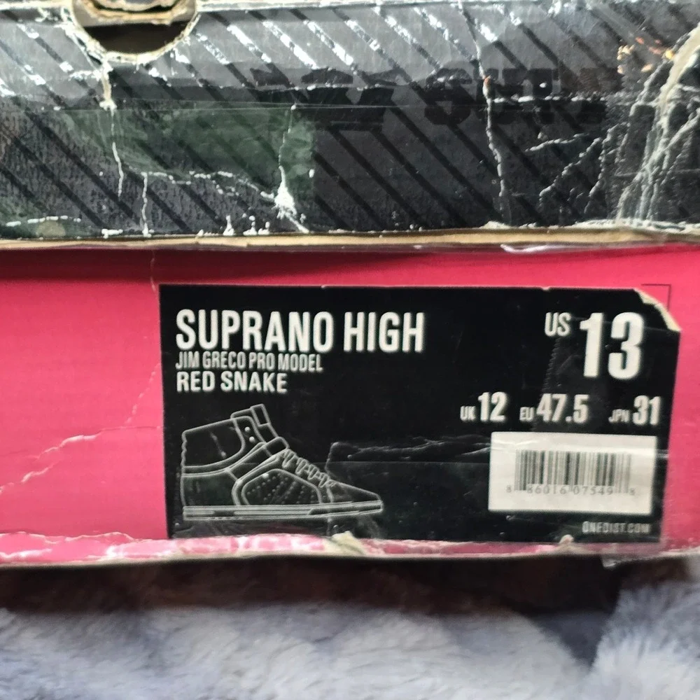 NWB Supra Suprano High rare -Jim Greco Pro Skate Shoe Red Snake Embossed size 13